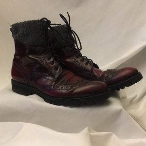 Men’s patent leather shoes with wool upper